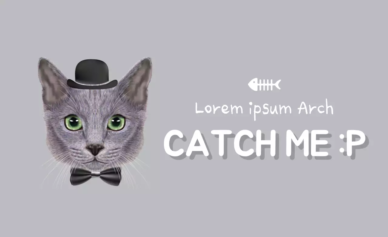 Banner de pôster de gato moderno cinza