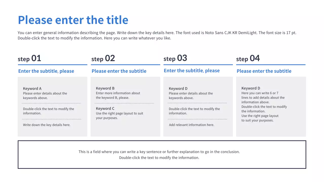 A simple timeline in blue and gray