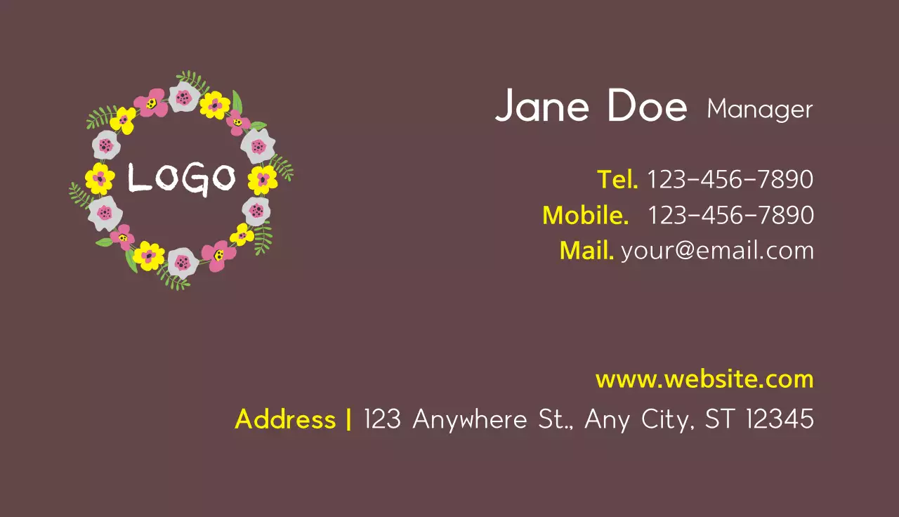 Green Floral Logo Business Card