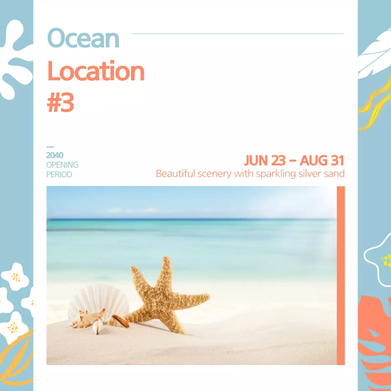 Green Tropical Beach Announcement Instagram Carousel