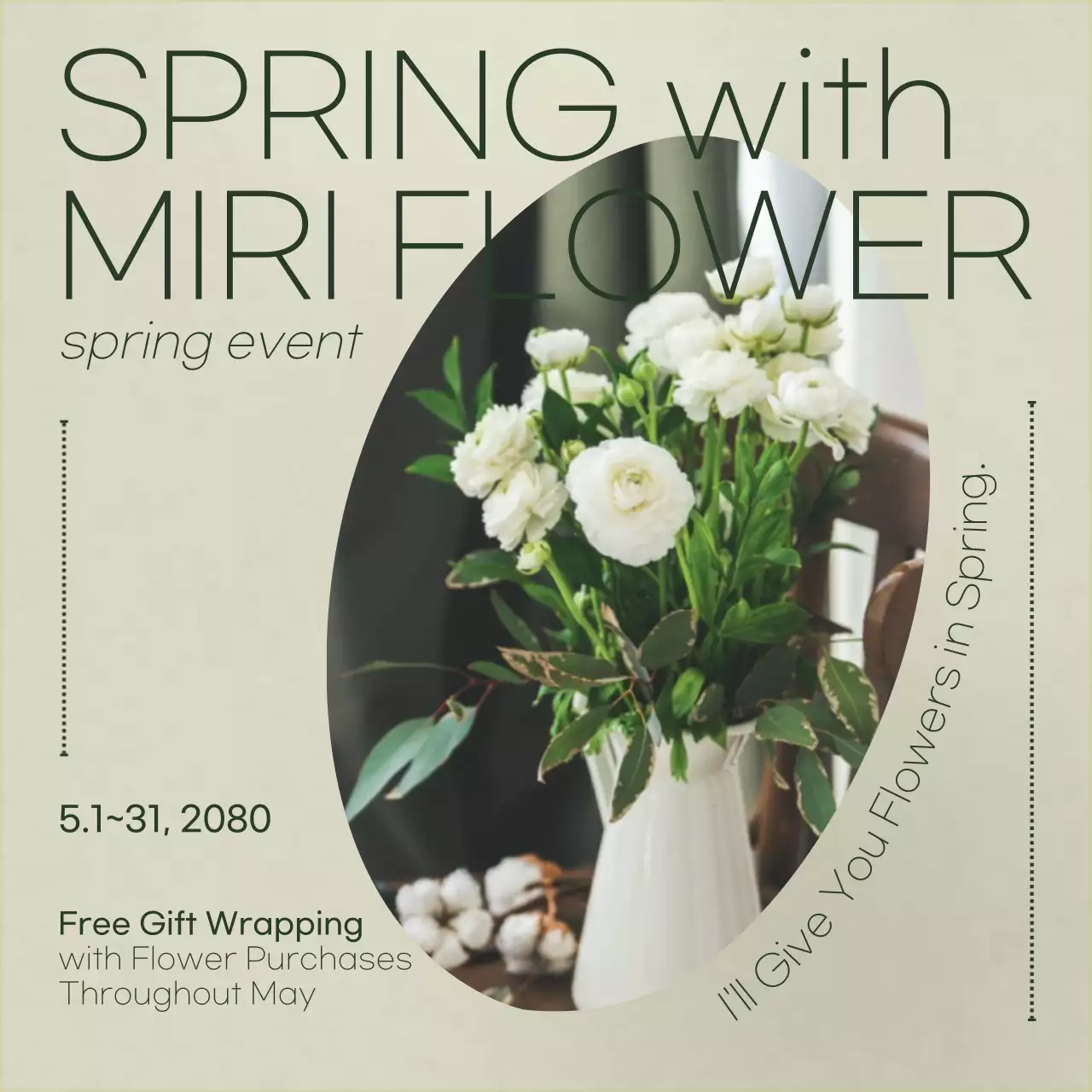 Bouquet wrapping event with beige flower vase accents