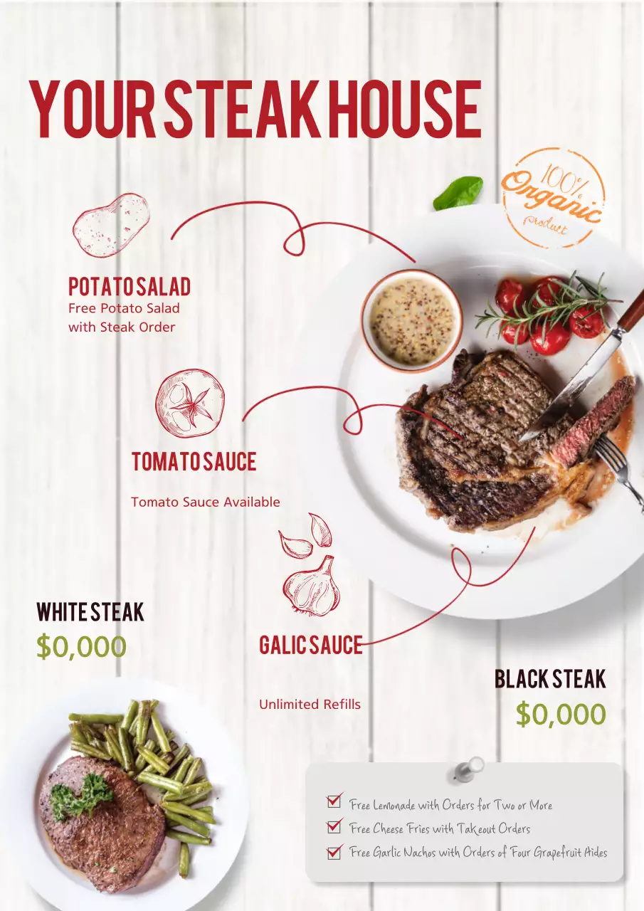 Red Rustic Steak Promotion Poster