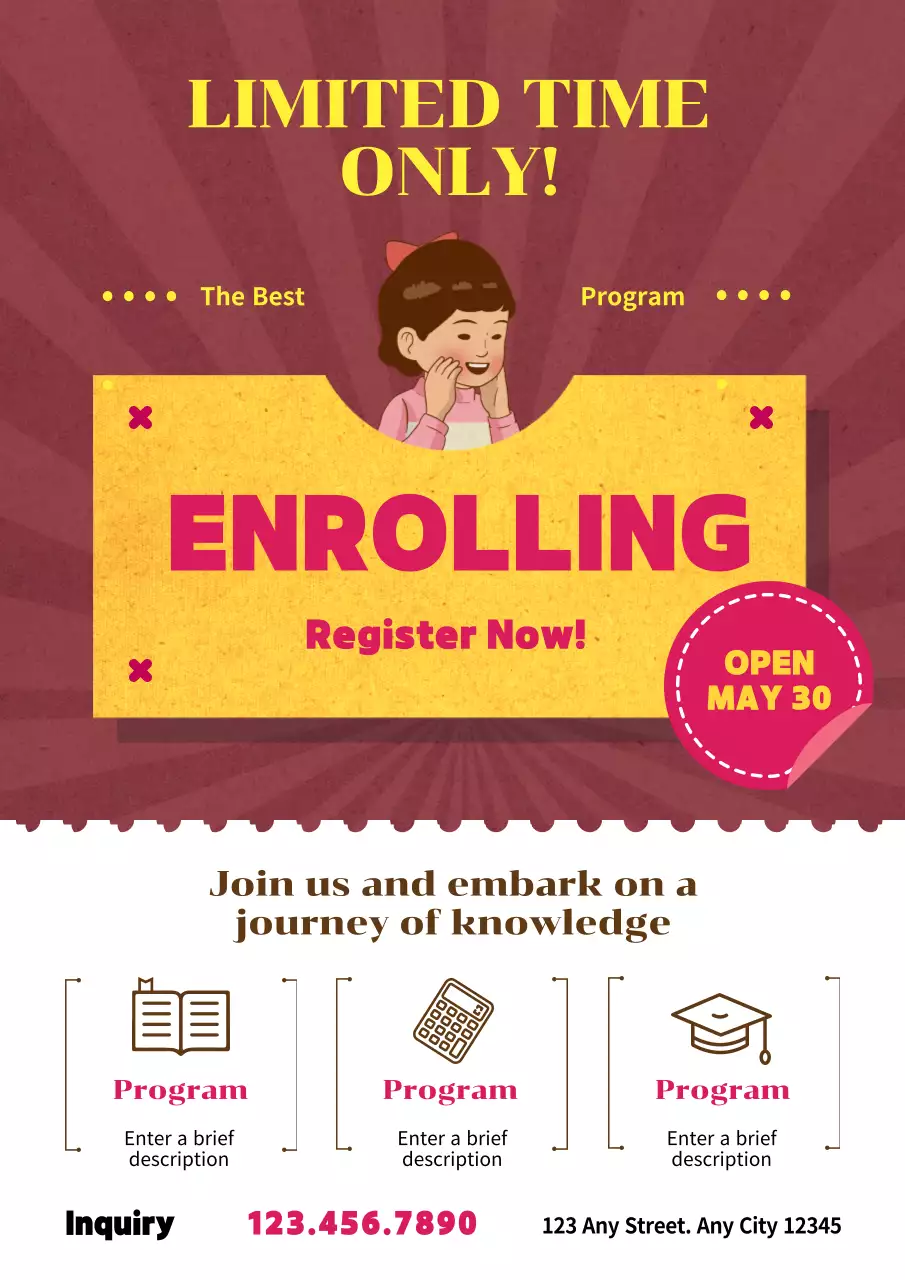 Maroon Retro Education Announcement Poster