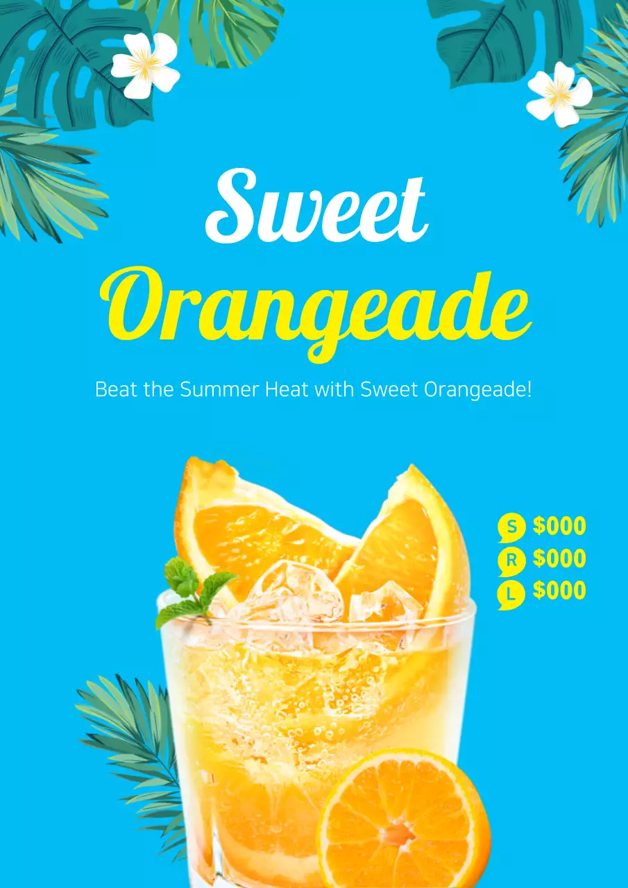 Blue Tropical Drink Promotion Poster