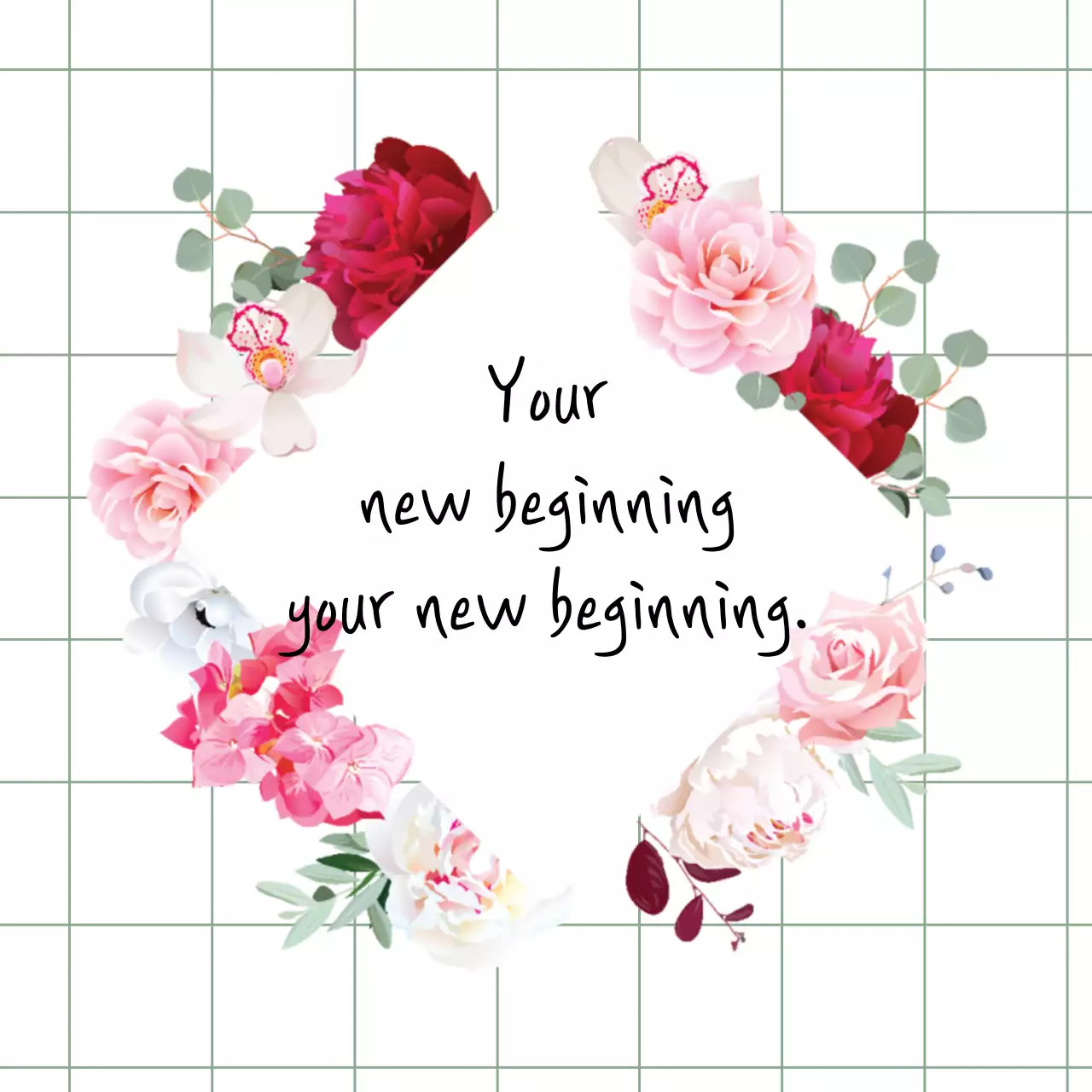 Spanduk Undangan Awal Baru Bermotif Bunga Merah Muda