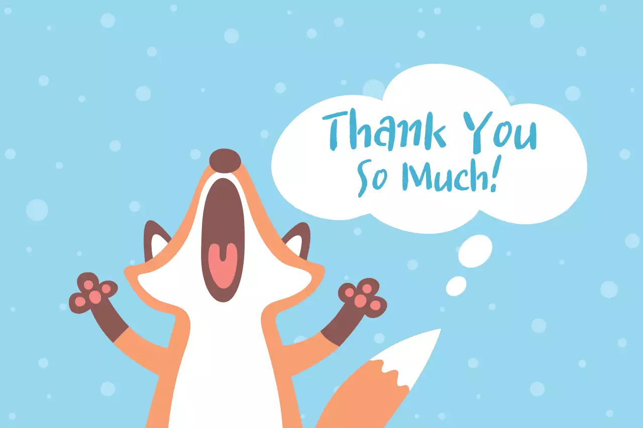 Blue Cartoon Thank You Card Banner
