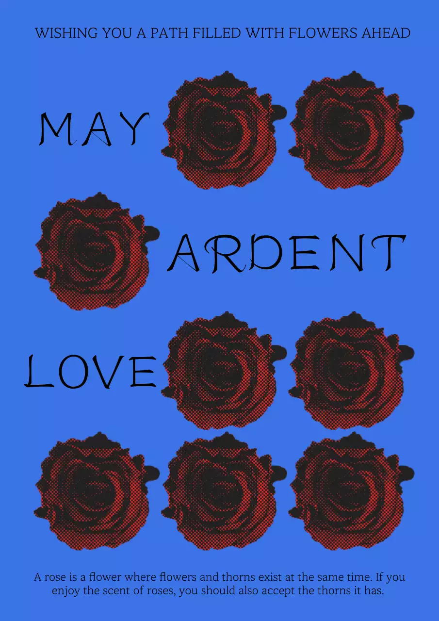 블루 빈티지 러브 카드 포스터