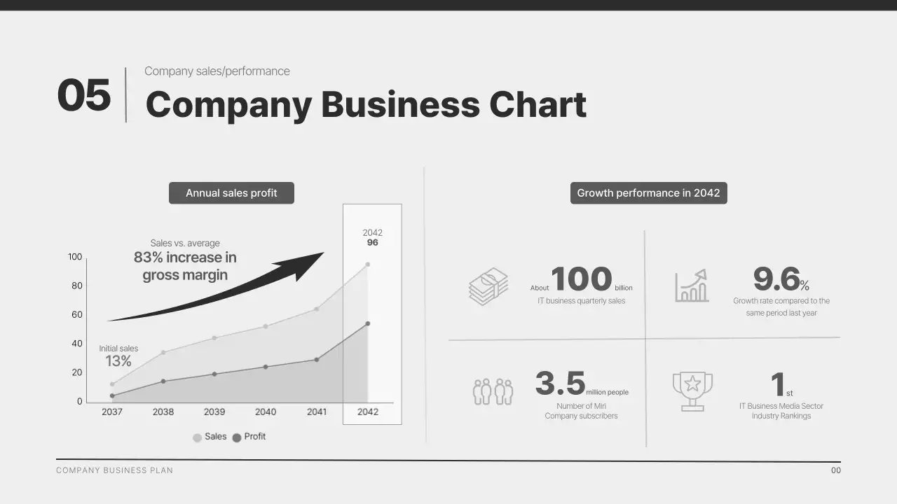 A modern company profile in black and gray