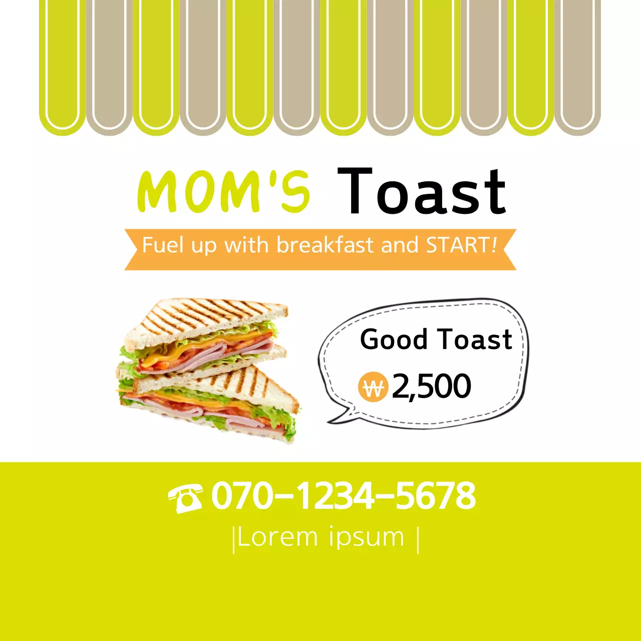 Spanduk Promosi Sarapan Sederhana Kuning