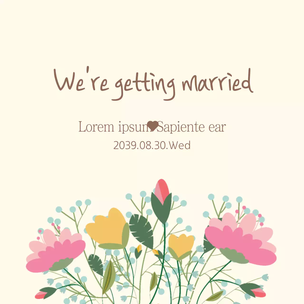 Biểu ngữ thiệp cưới hoa màu be