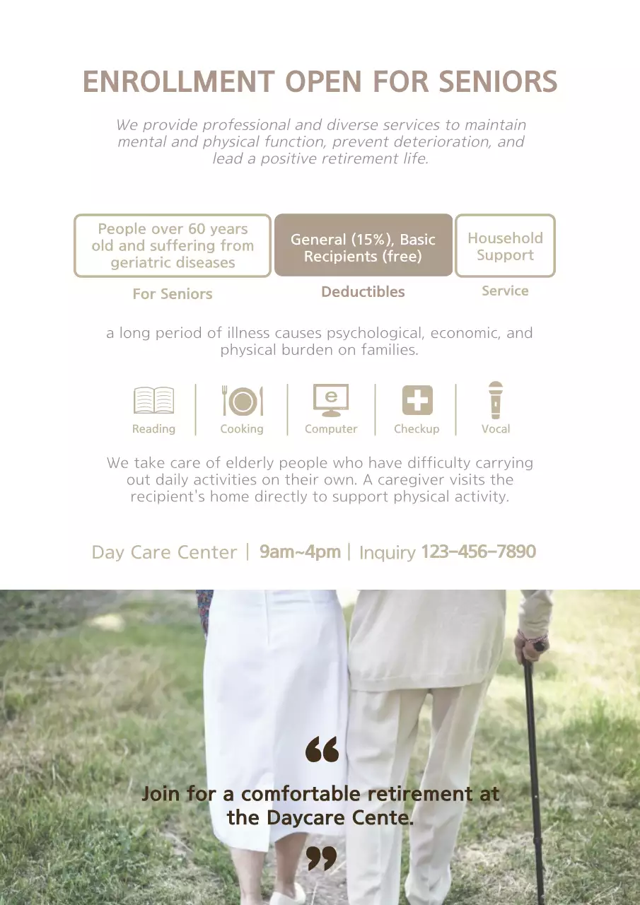Beige Minimal Senior Care Promotion Poster