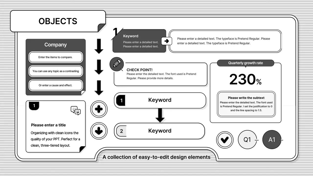 Black and white, easy-to-edit, basic business illustration style