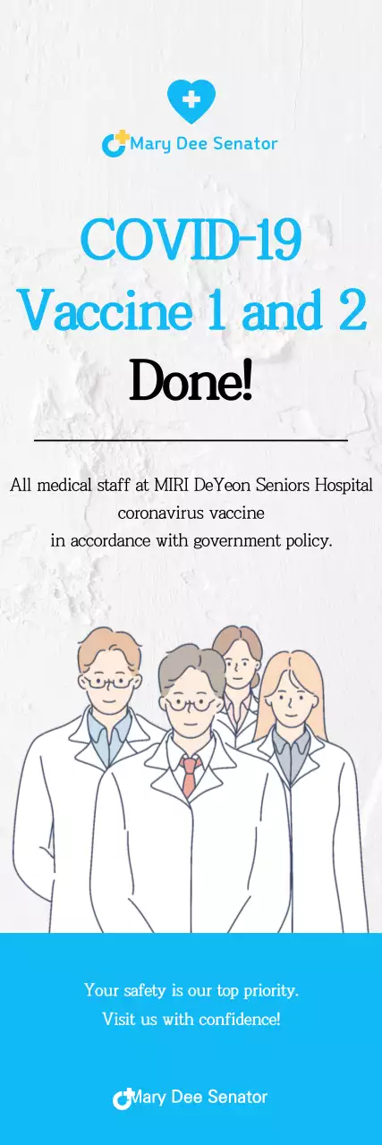 Banner de vacinação contra o coronavírus com ilustração a branco