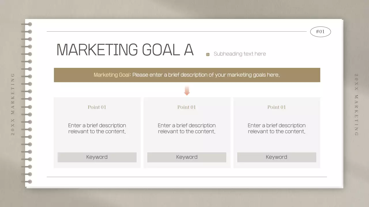 Marketing study meeting minutes in a simple beige notebook shape