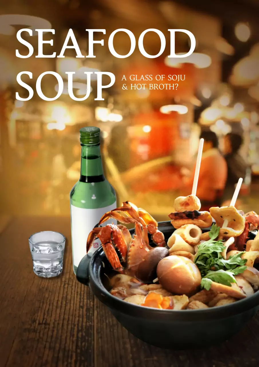 Brown Traditional Seafood Promotion Poster