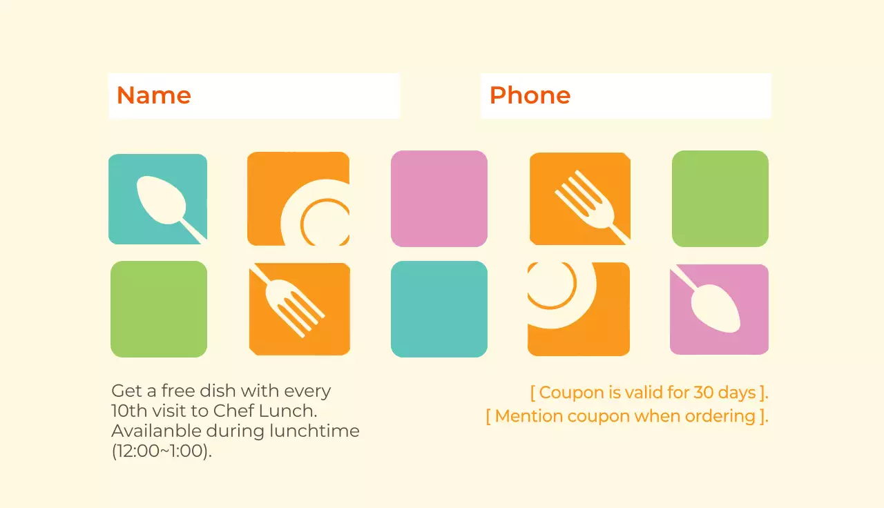 Orange Modern Restaurant Promotion Business Card