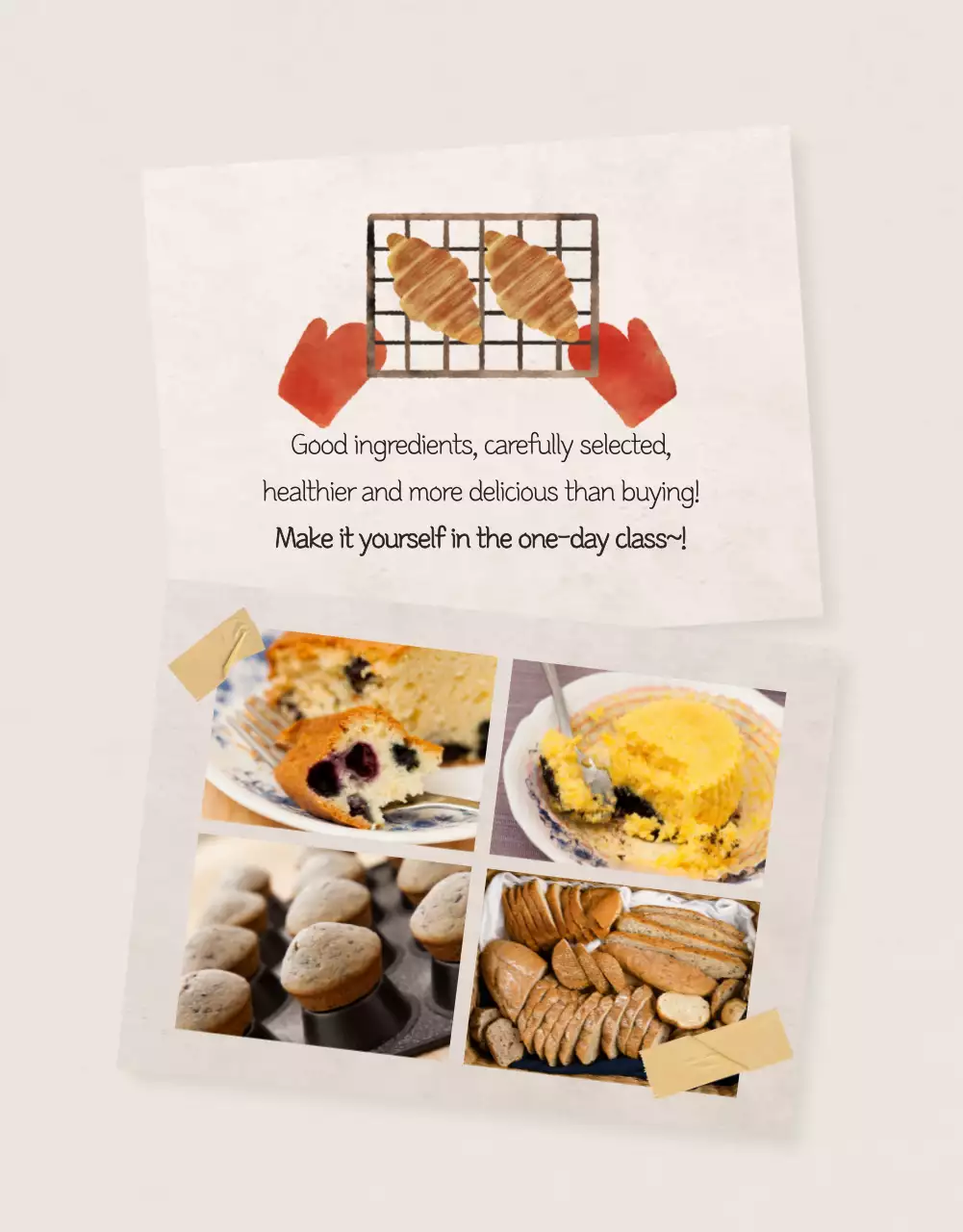 Poster Kelas Kue Sederhana Beige