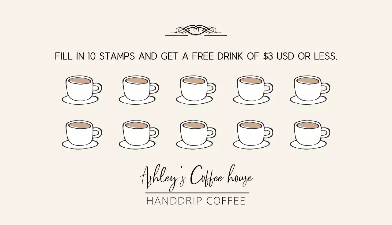 Beige Minimalist Coffee Promotion Business Card