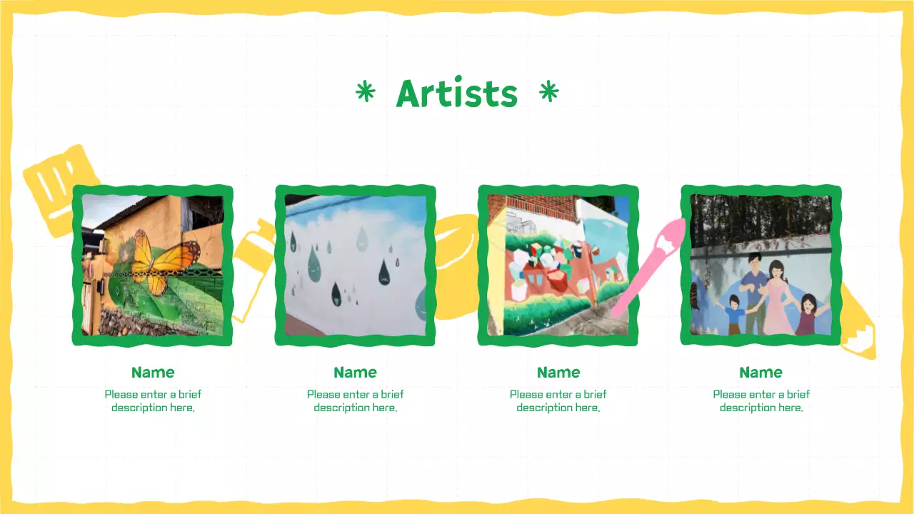 그린 크리에이티브 페인팅 전시회 프리젠테이션