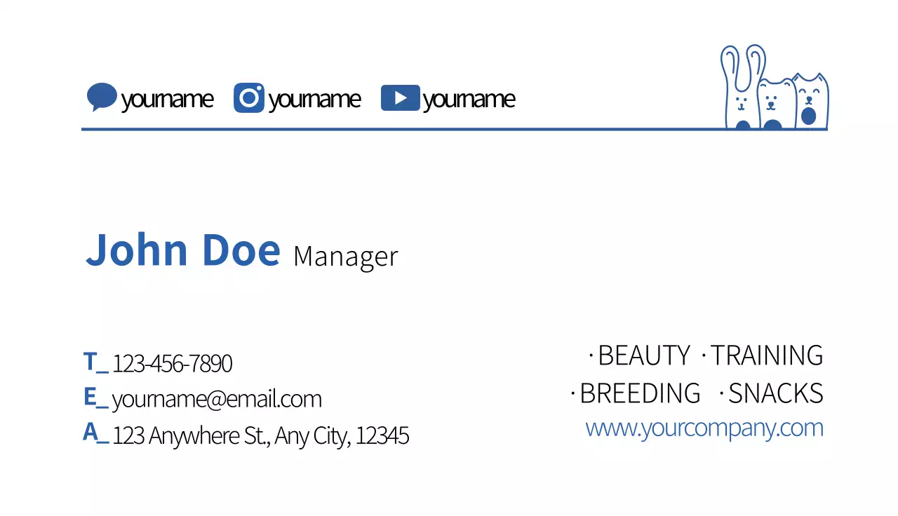 Blue illustration simple animal cafe