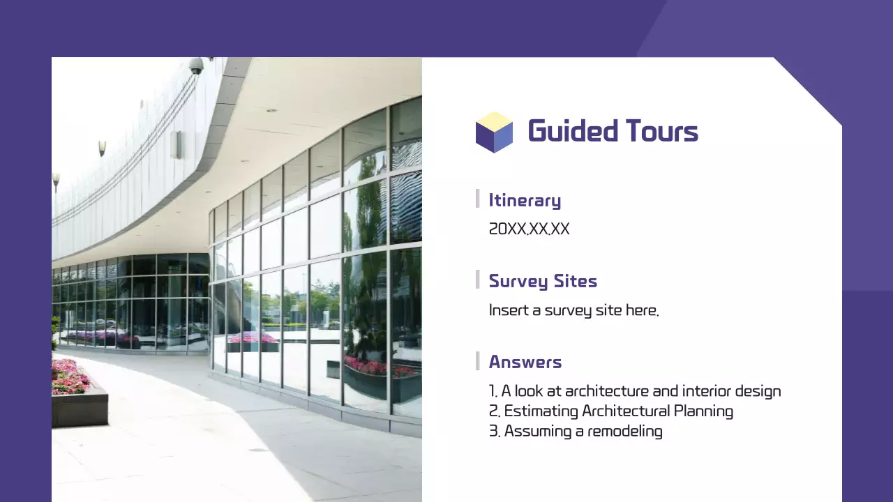 보라색 기하학적 건축 강의 프레젠테이션