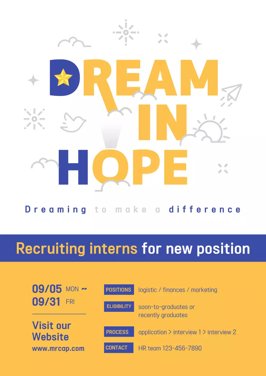 Yellow Modern Recruitment Announcement Poster