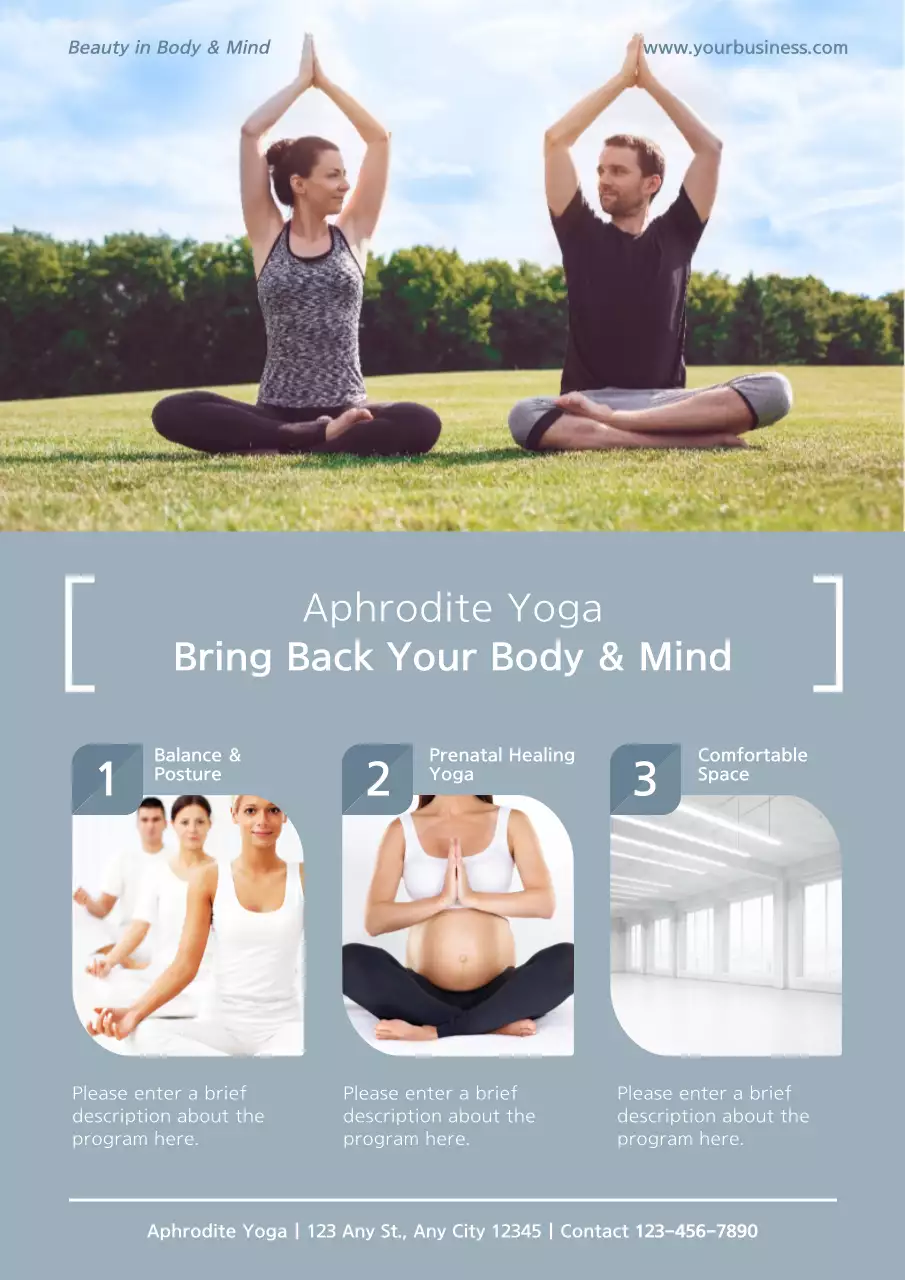 Grey Minimal Yoga Promotion Poster