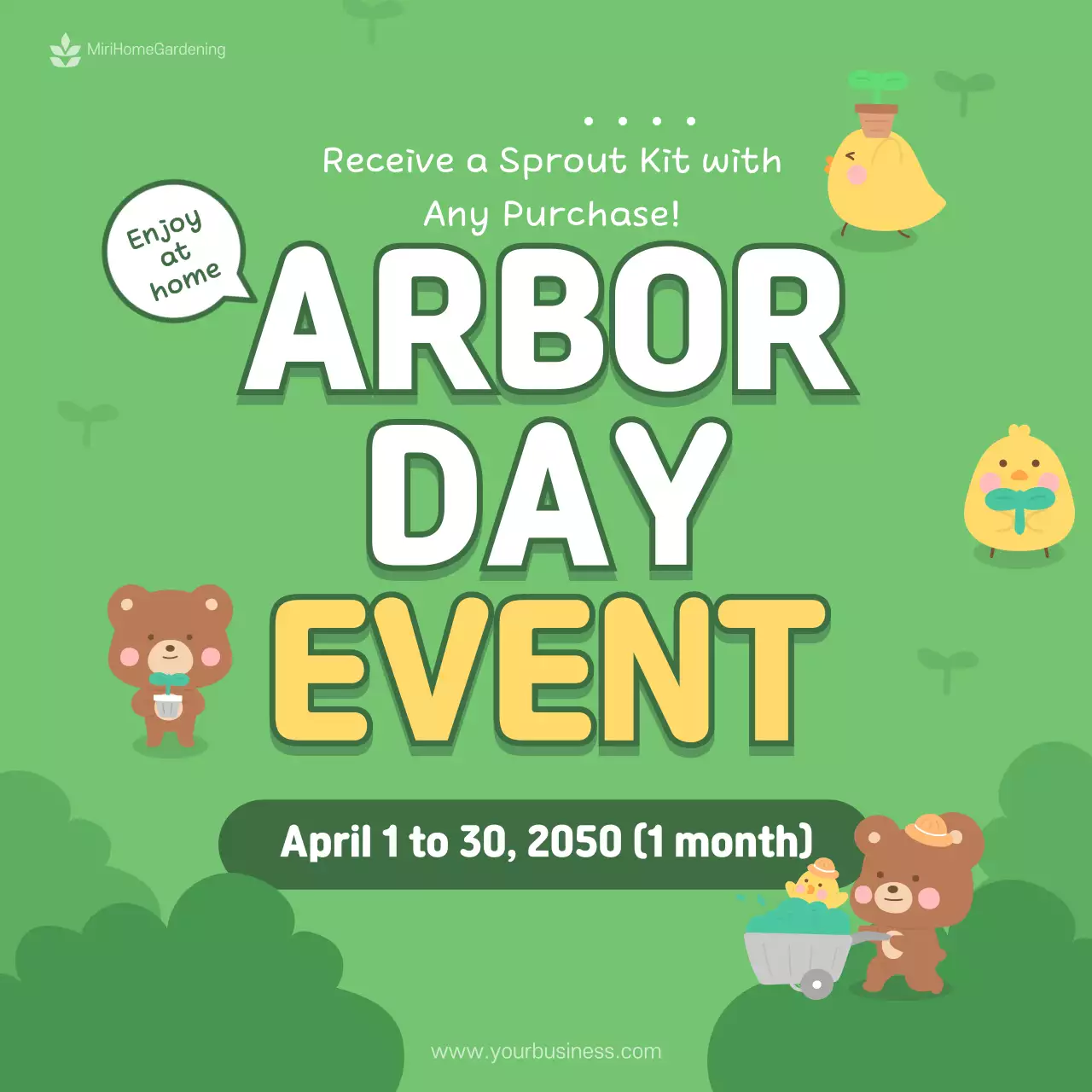 Green Cute Event Promotion Social Media Post