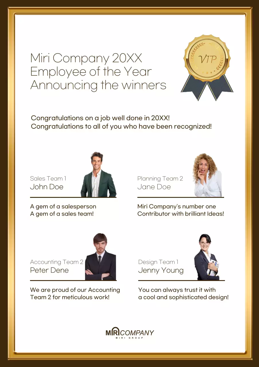 Gold Professional Employee Announcement Poster