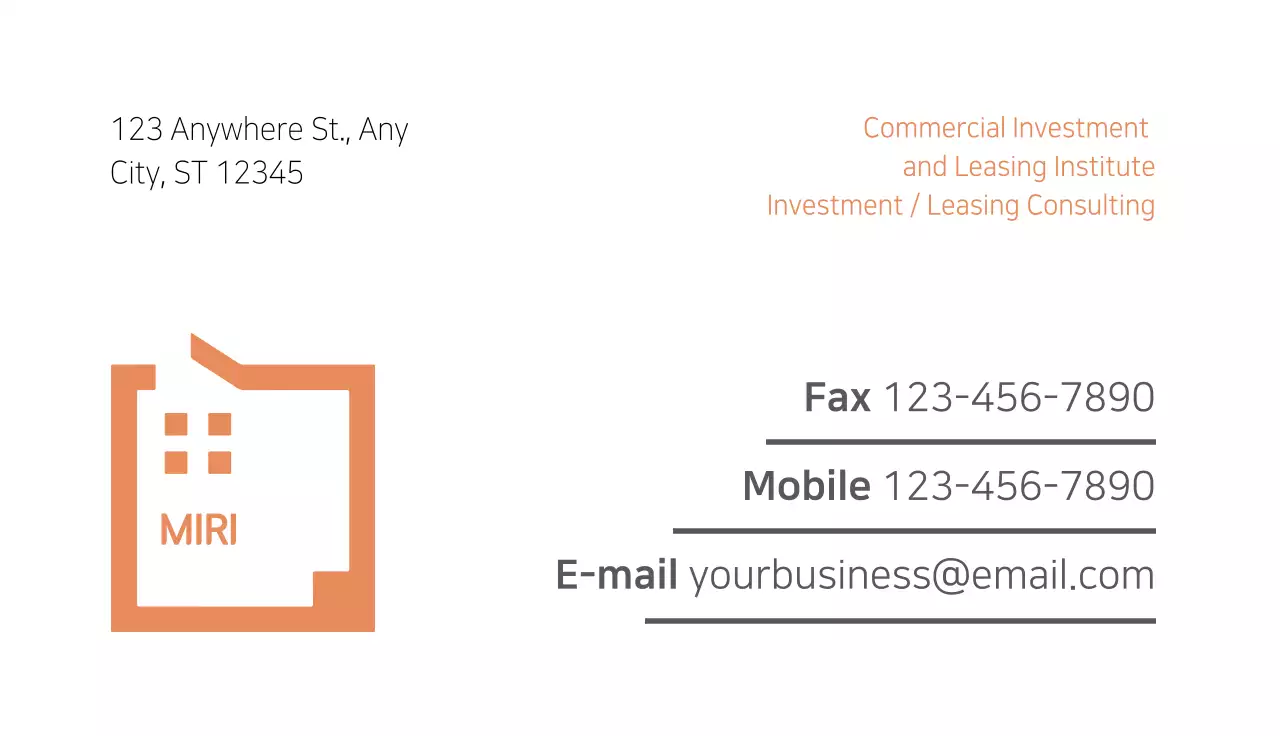 Orange Modern Real Estate Business Card