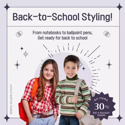 Purple Modern School Promotion Social Media Post