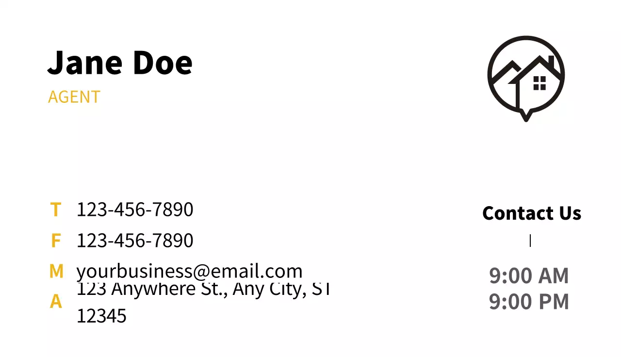 Yellow Modern Real Estate Advertisement Business Card