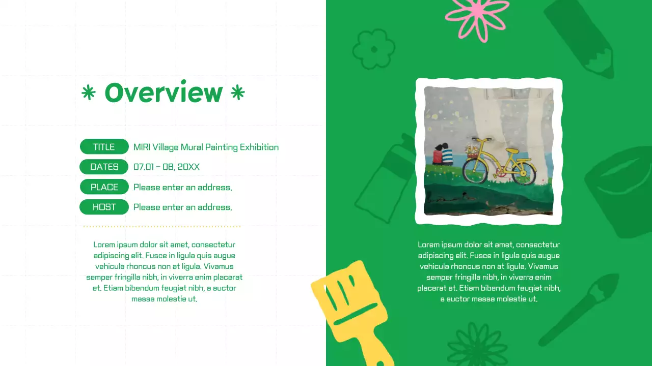 그린 크리에이티브 페인팅 전시회 프리젠테이션