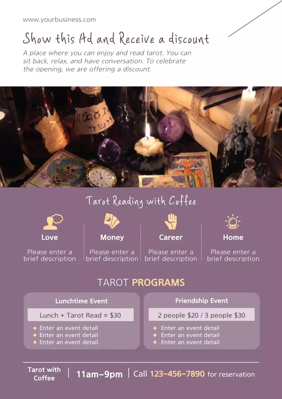 Purple Vintage Tarot Promotion Poster