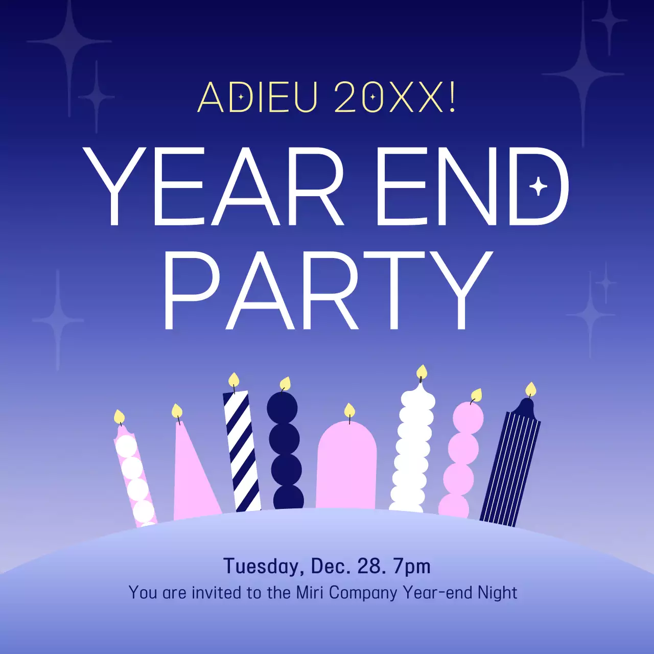 Blue Modern Party Invitation Social Media Post