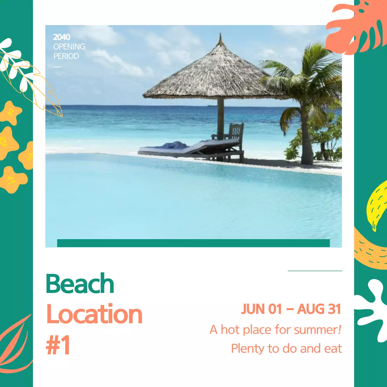 Green Tropical Beach Announcement Instagram Carousel