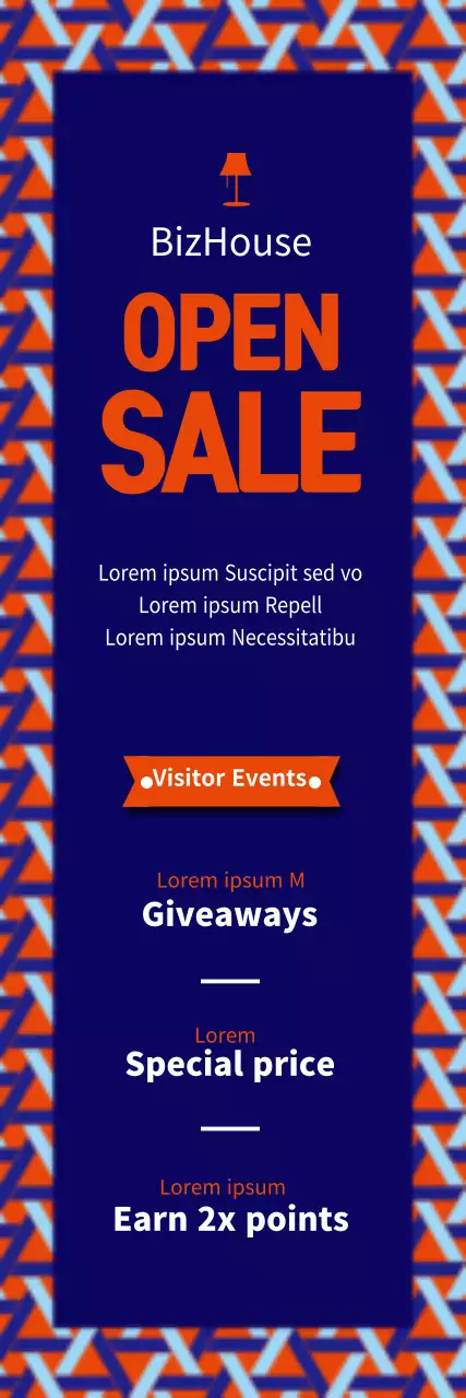 Banner de promoção de venda geométrica azul