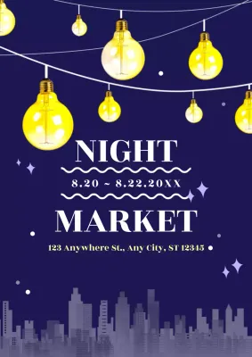 Navy Modern Market Advertisement Poster