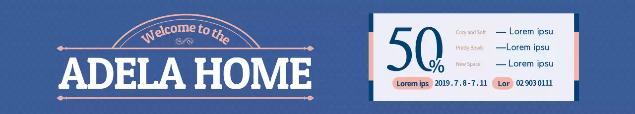 Banner de promoção de casa vintage azul