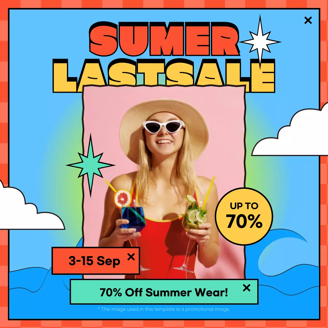 Last-minute sale on colorful, cartoon-inspired summer clothes
