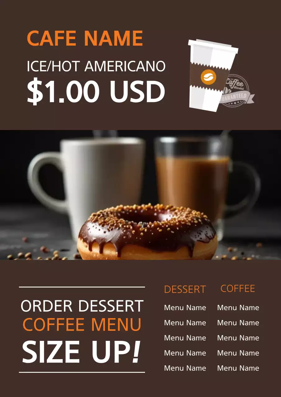 Brown Modern Coffee Menu Poster