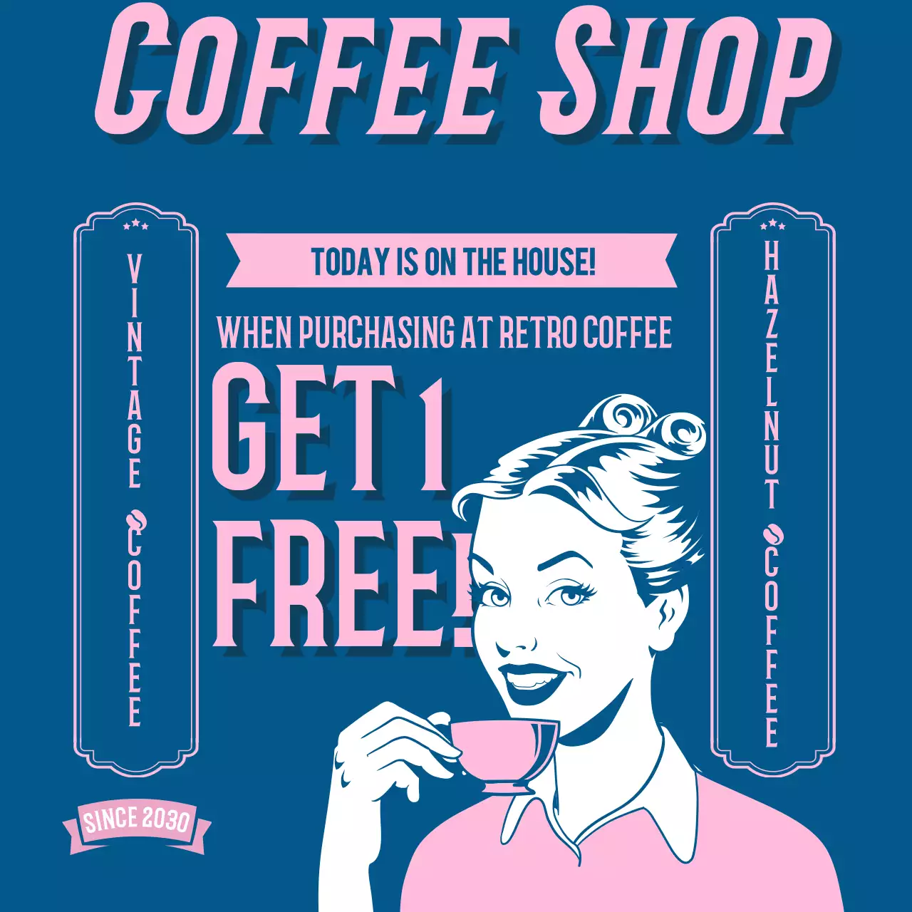 Blue Retro Coffee Promotion Instagram Post