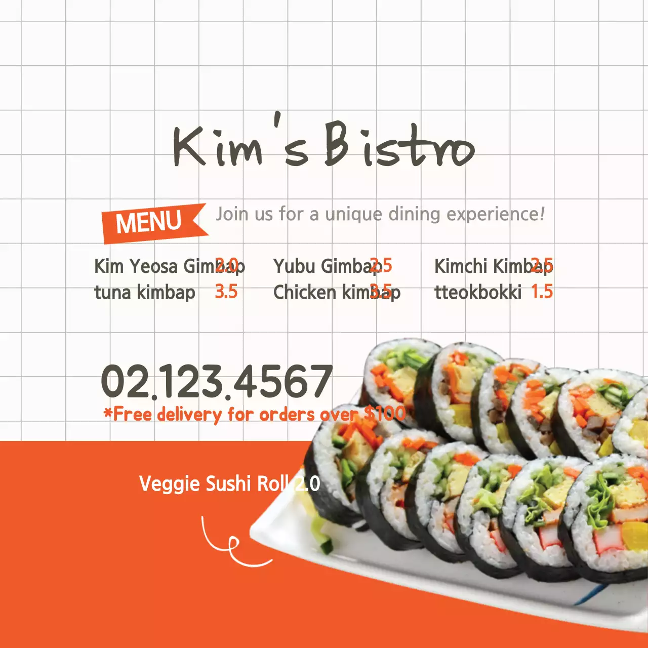 Orange Modern Kimbap Promotion Banner
