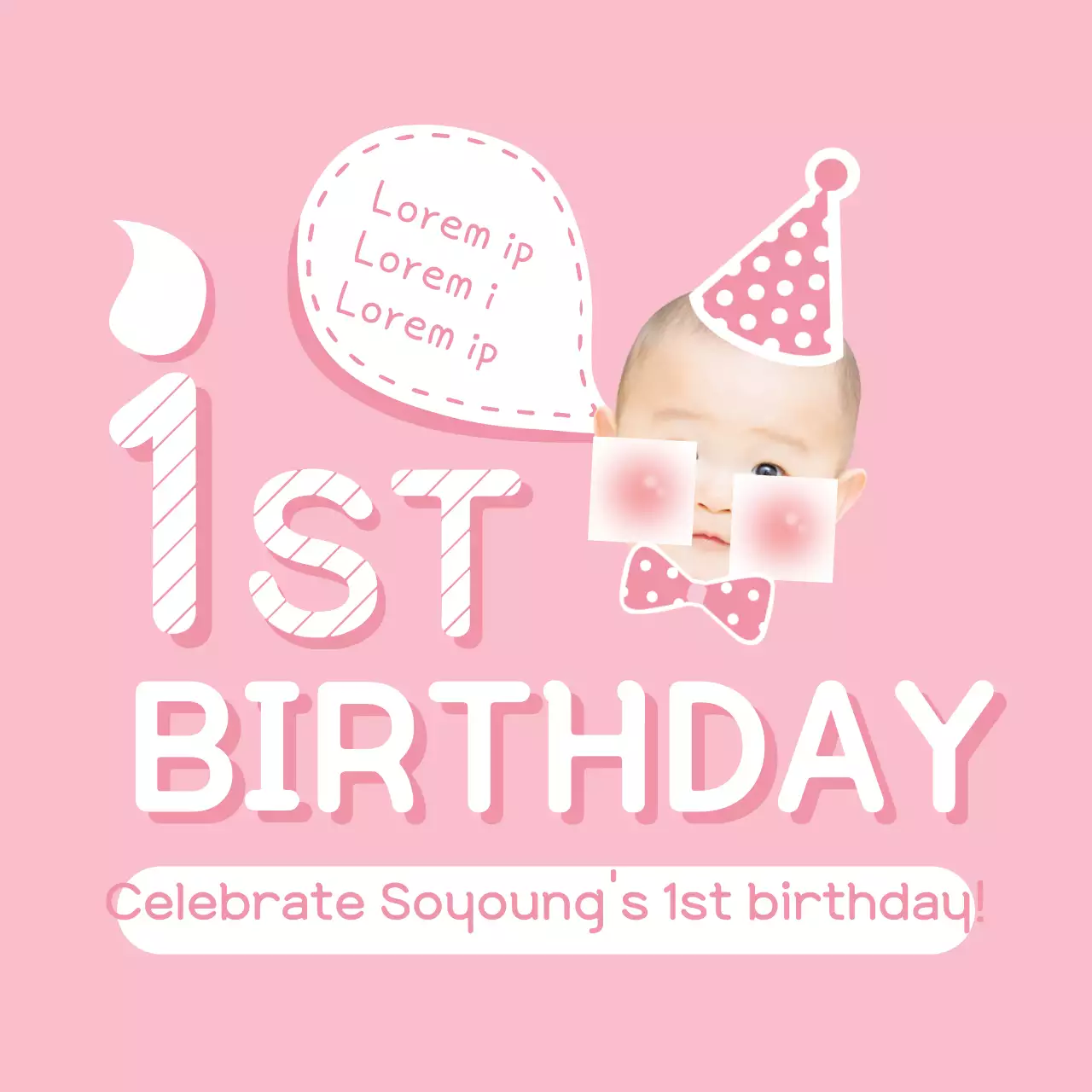 Biểu ngữ mời sinh nhật đơn giản màu hồng