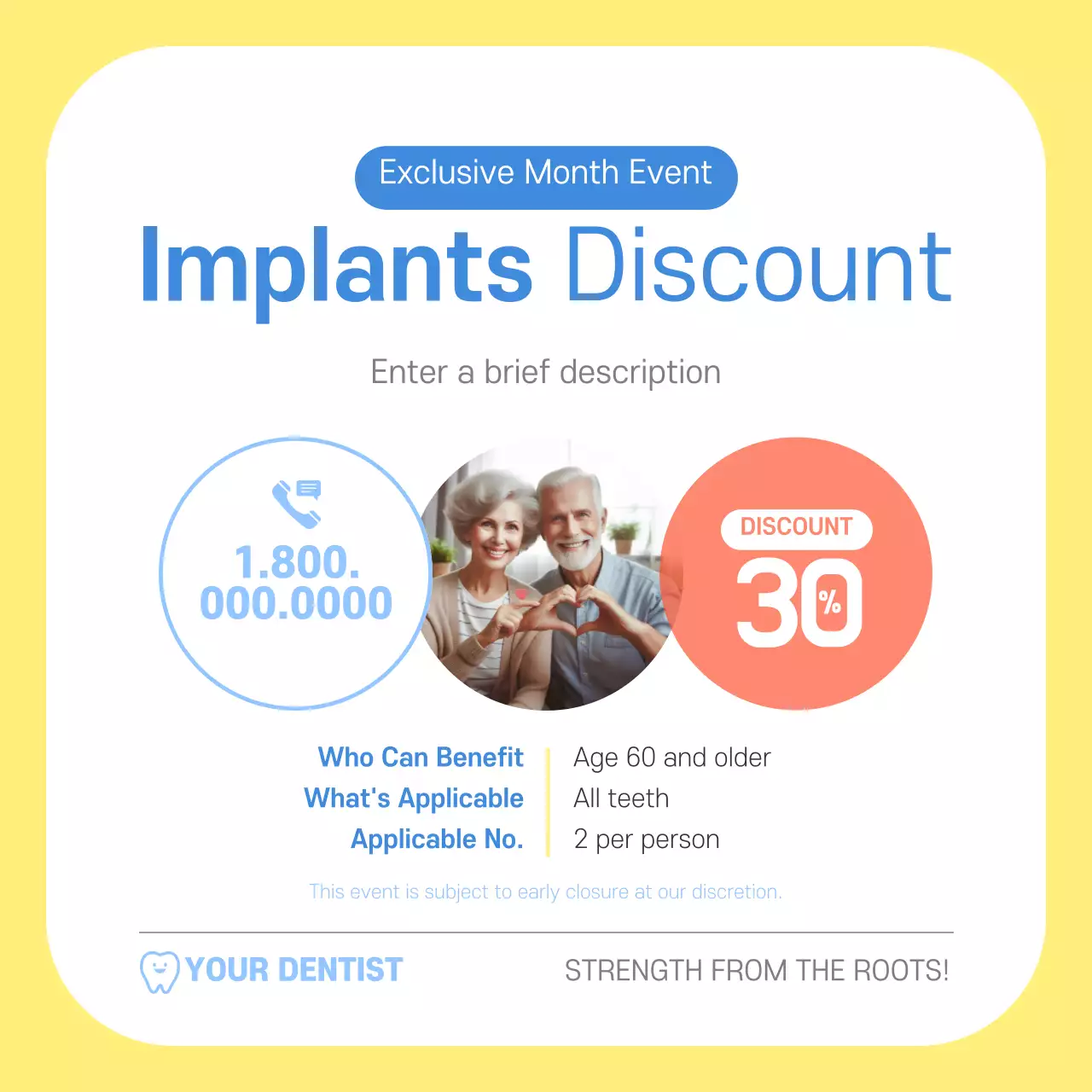 Yellow Modern Dental Promotion Instagram Post