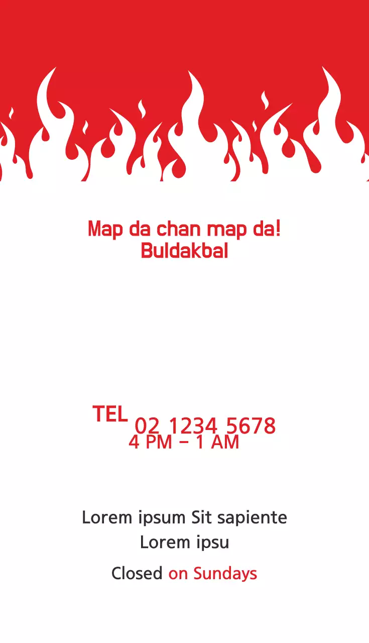 Cartão de visita de promoção de alimentos em negrito vermelho