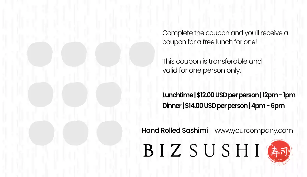 Red Traditional Sushi Promotion Business Card