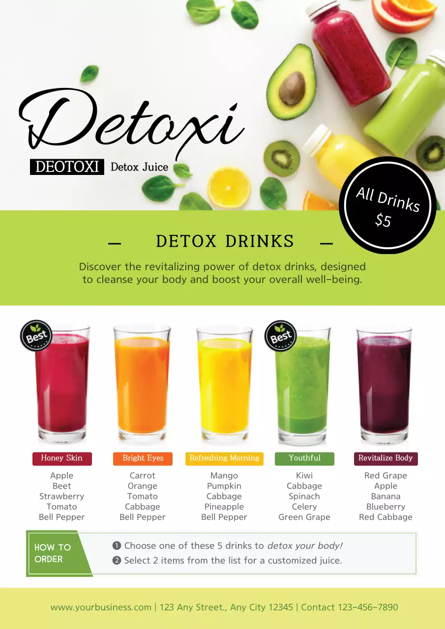 Green Modern Detox Drinks Promotion Poster