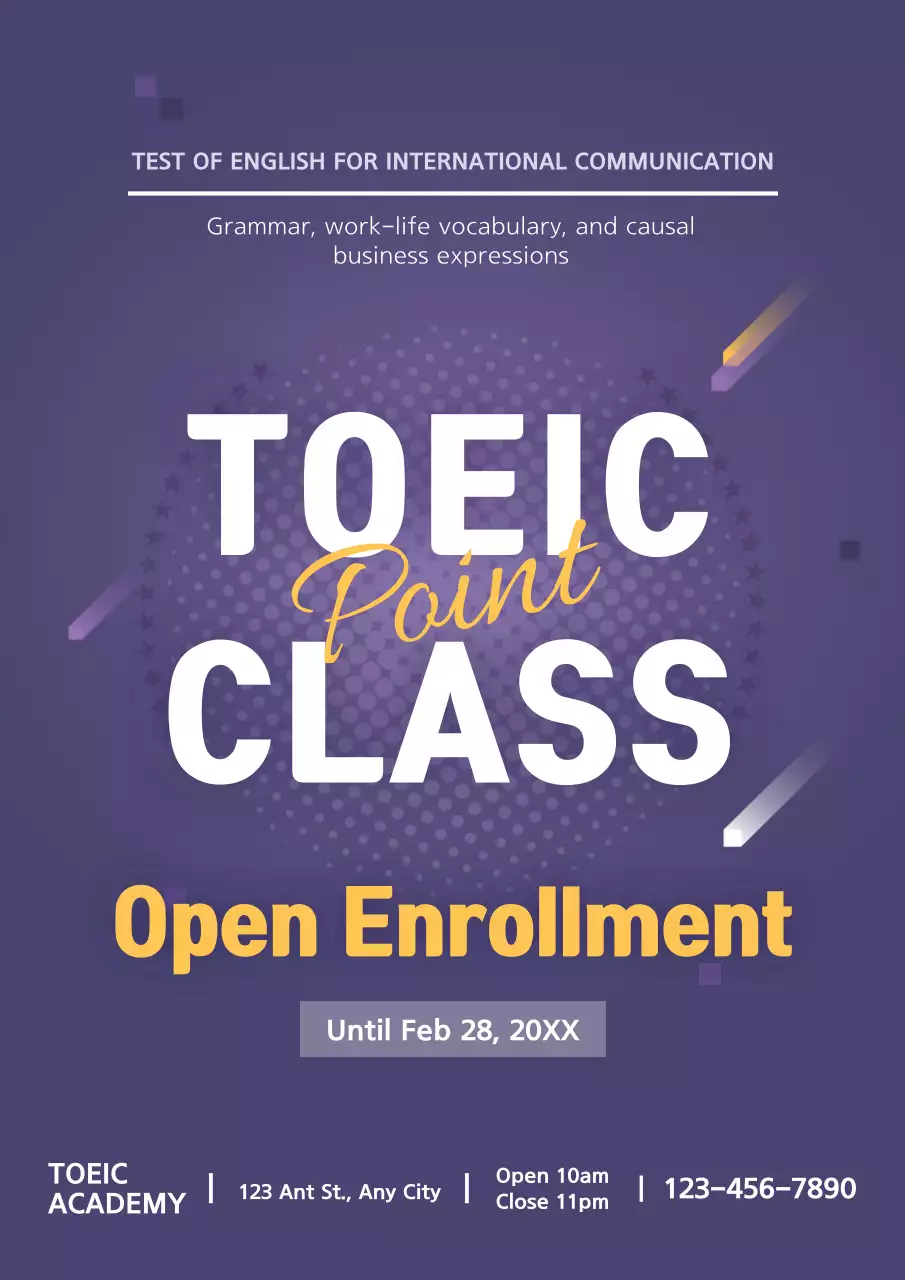 Purple Modern Toeic Promotion Poster