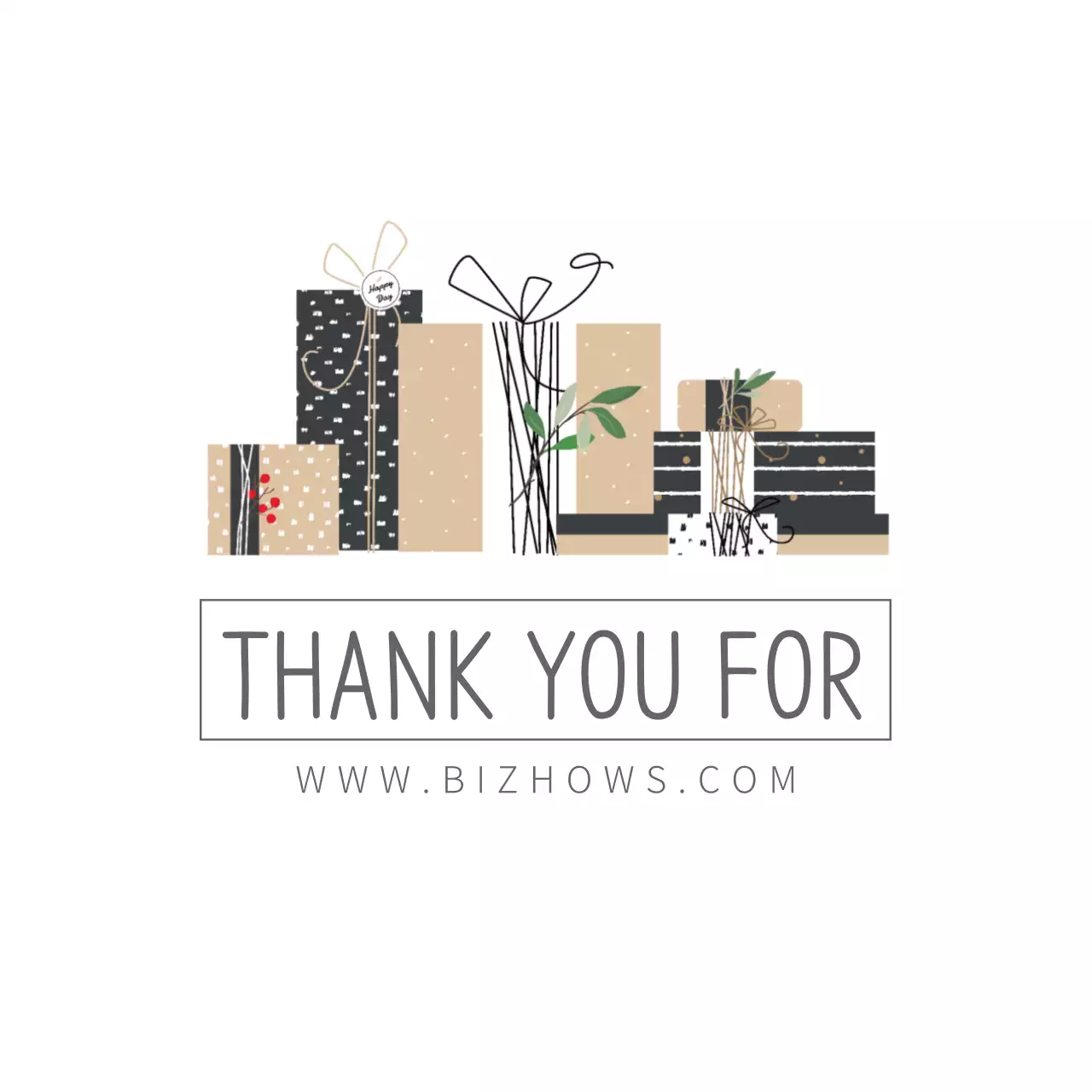 Beige Minimal Thank You Card Banner